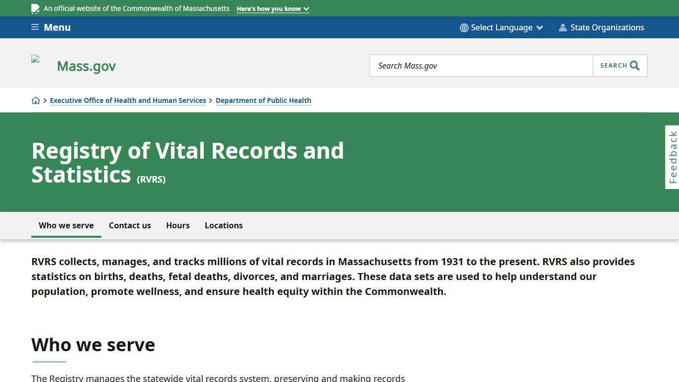 Registry of Vital Records and Statistics | Mass.gov